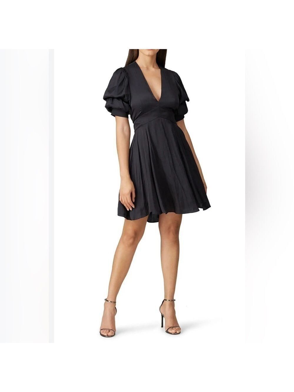 Zadig & Voltaire Royas Tiered Sleeve Satin Mini Dress in Black Size XS